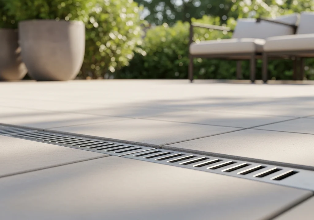 Une terrasse sur plots, c’est une pose « libre » : lesdallesreposent sur desplots réglables, avec des joints ouverts (souvent 3 à 5 mm). Sur le papier, c’est séduisant : pas de temps de séchage, l’eau s’évacue vite entre les dalles, et vous pouvez démonter pour accéder à un passage de réseau sous la terrasse.
