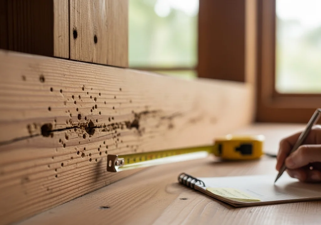 En parallele, si vous suspectez des termites, cherchez plutot descordonnetset desailes abandonnéesqu’une simple vermoulure. Prenez des photos, mesurez le diametre des trous en mm, notez les emplacements : ces éléments vous aideront aussi a obtenir un devis pertinent.