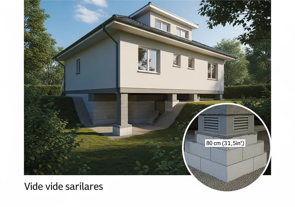 Enzone inondable, le vide sanitaire sert aussi à caler le plancher habitable plus haut. On retrouve des repères utilisés dans certaines prescriptions locales : plancher à 0,80 m minimum au-dessus du terrain naturel ou 50 cm au-dessus d’un niveau historique d’eau. Ce n’est pas une règle universelle : le bon réflexe est de vérifier ce qui s’applique chez vous via les documents locaux.
