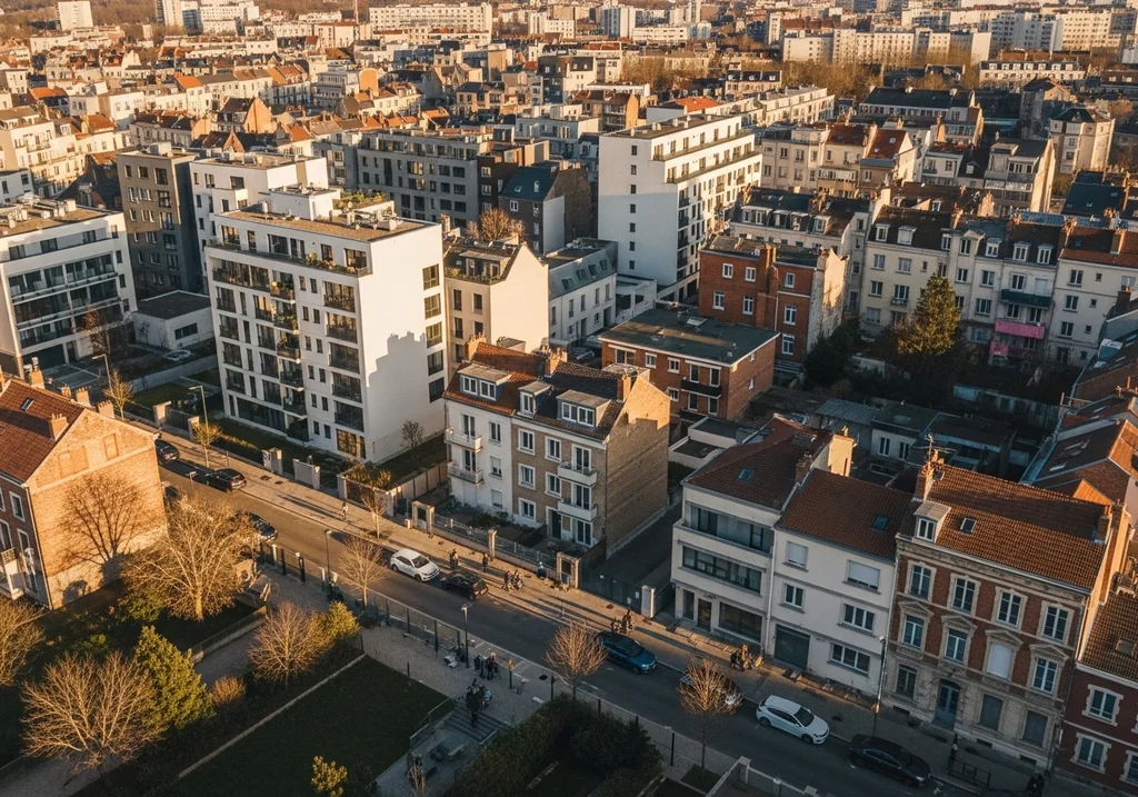 vue aérienne quartier résidentiel
